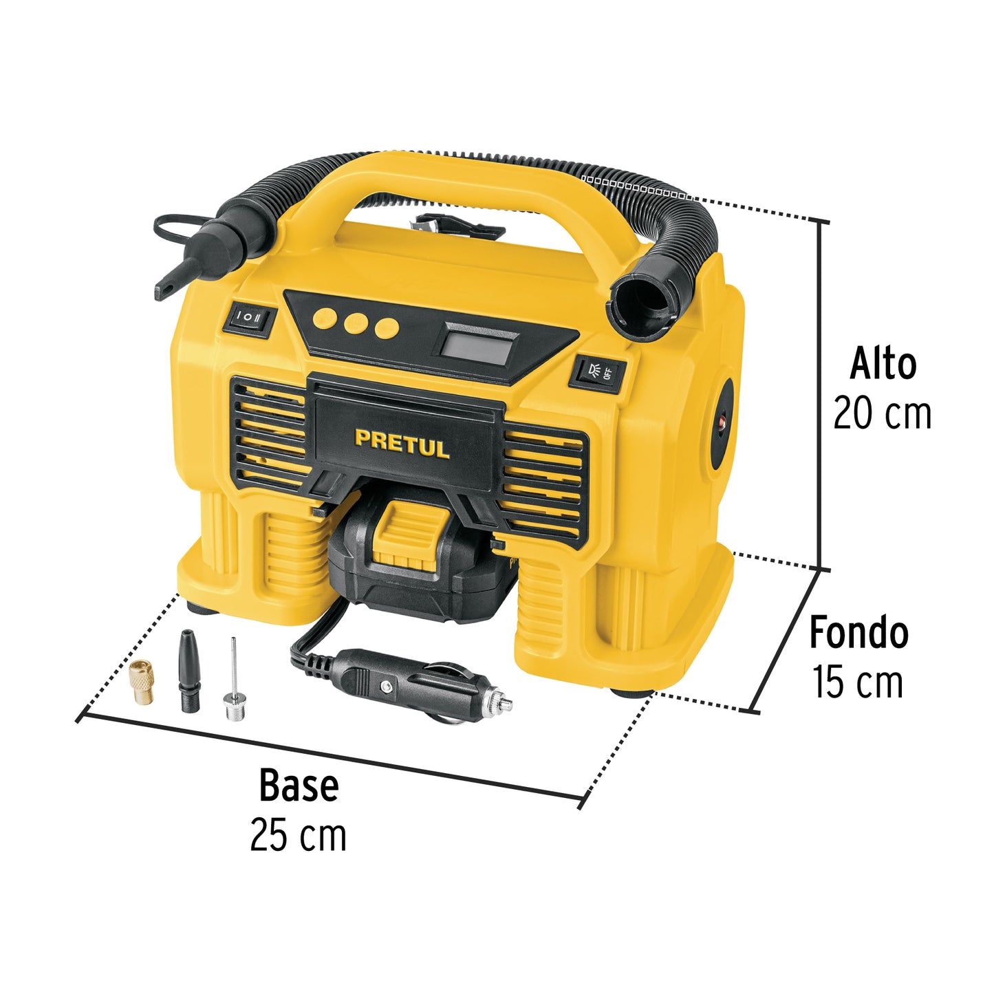 INFLADOR Y SOPLADOR INALAMBRICO PARA CARRO 20V PRETUL