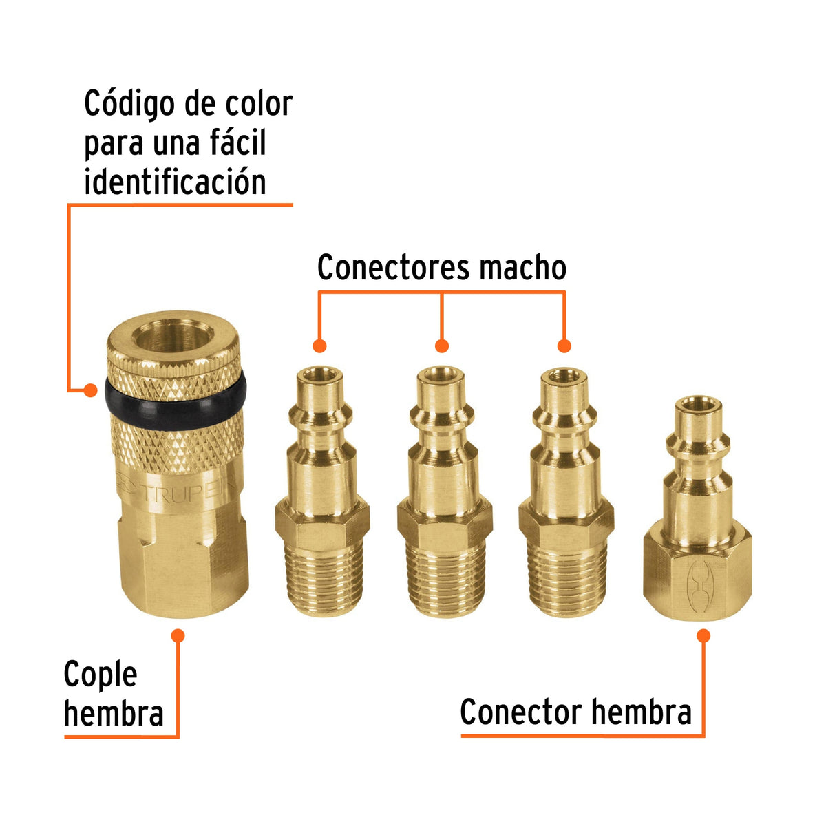 JUEGO COPLE/CONECTORES PARA COMPR F/M 5PCS TRUPER