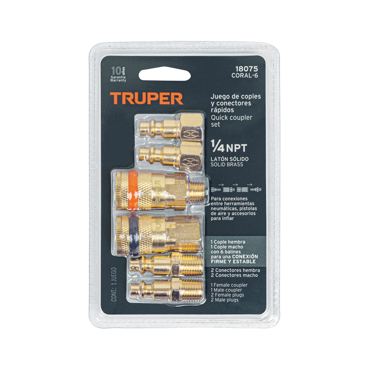 UEGO COPLES/CONECTORES PARA COMPR F/M 6PCS TRUPER