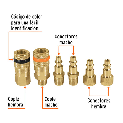 UEGO COPLES/CONECTORES PARA COMPR F/M 6PCS TRUPER