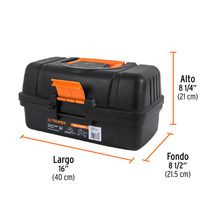 CAJA PARA PESCA TRUPER 16" TAPA NARANJA CPE-16N