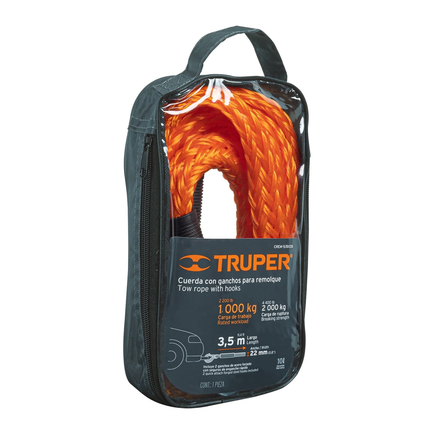 LAZO REMOLQUE CARRO 3.5M CON GANCHO TRUPER