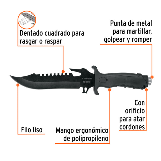 CUCHILLO TACTICO PARA CAMPISMO 12’’ CTA-7C TRUPER