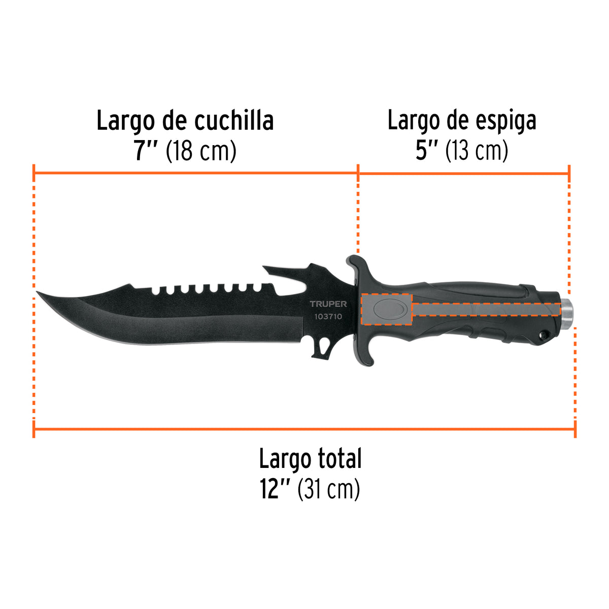 CUCHILLO TACTICO PARA CAMPISMO 12" CTA-7C TRUPER