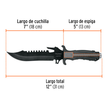 CUCHILLO TACTICO PARA CAMPISMO 12" CTA-7C TRUPER