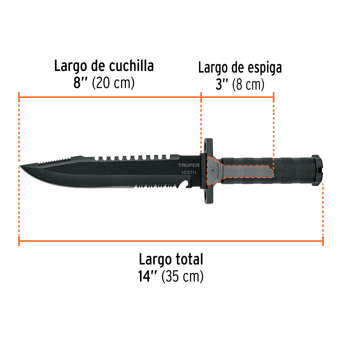 CUCHILLO TACTICO DE MONTE 14" CTA-8M TRUPER