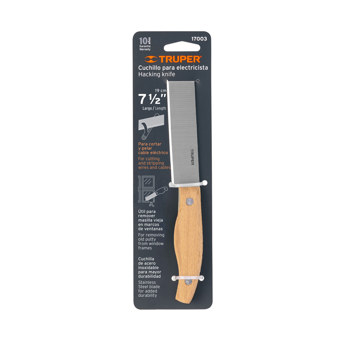 CUCHILLO CUEL-6 M/MADERA PARA ELECTRICISTA TRUPER