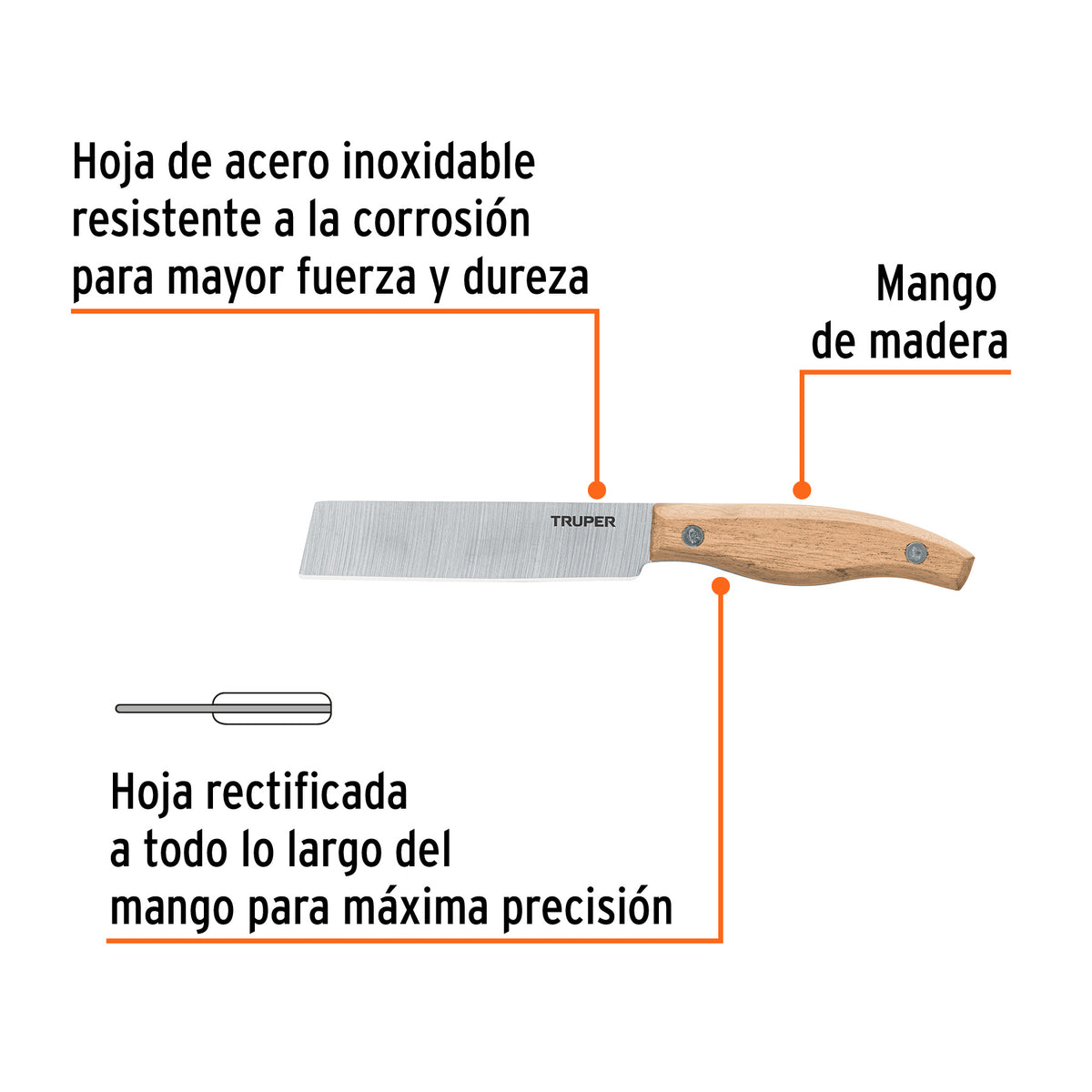 CUCHILLO CUEL-6 M/MADERA PARA ELECTRICISTA TRUPER