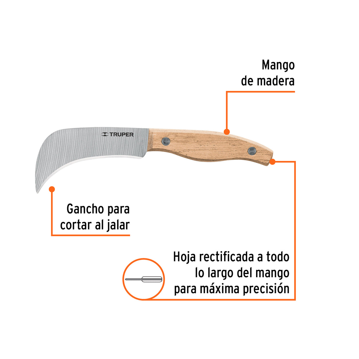 CUCHILLO CULI-6 M/MADERA PARA ELECTRICISTA TRUPER