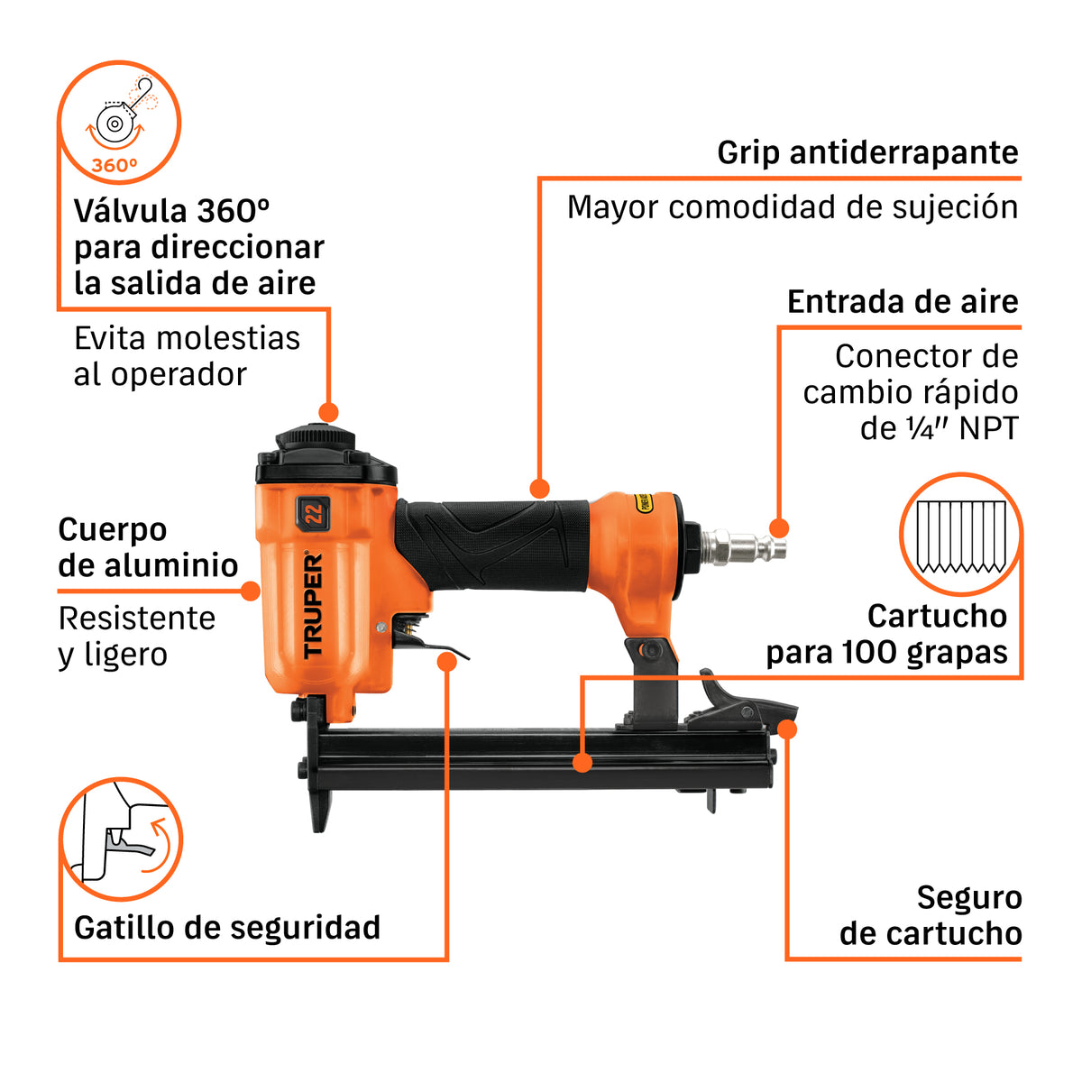 GRAPADORA NEUMATICA CAL. 22 ENNE-70 TRUPER