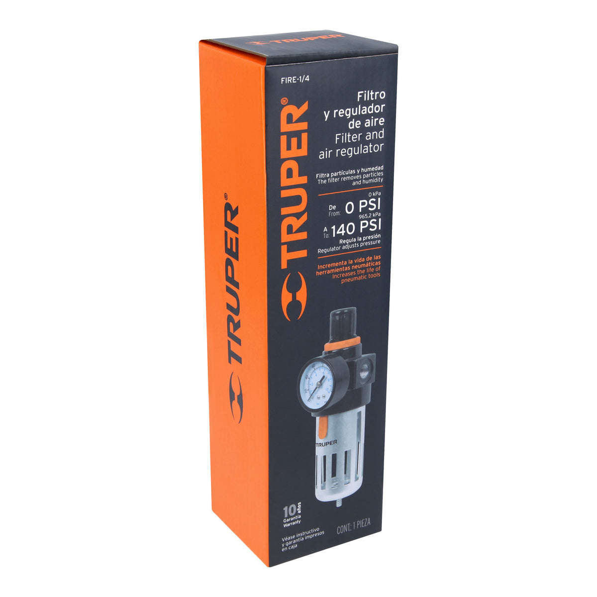 FILTRO REGULADOR DE AIRE 1/4 NPT TRUPER FIRE-1/4