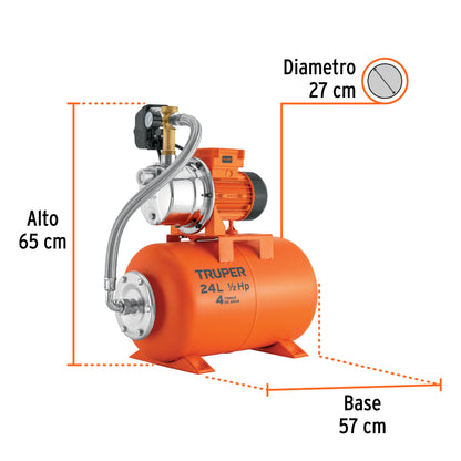 BOMBA PARA AGUA 1/2-HP TRUPER HIDRO HIDR-1/2X24