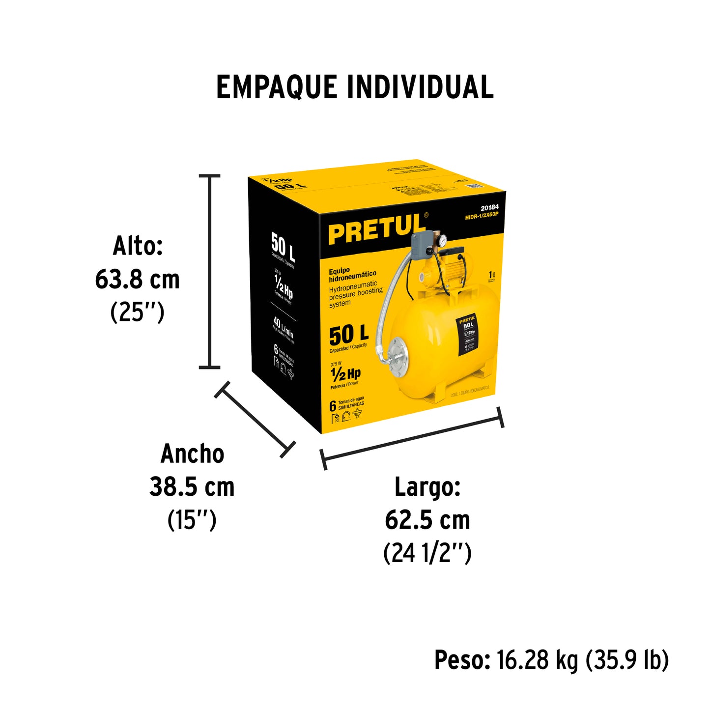 BOMBA PARA AGUA 1/2-HP PRETUL HIDRO HIDR-1/2X50P