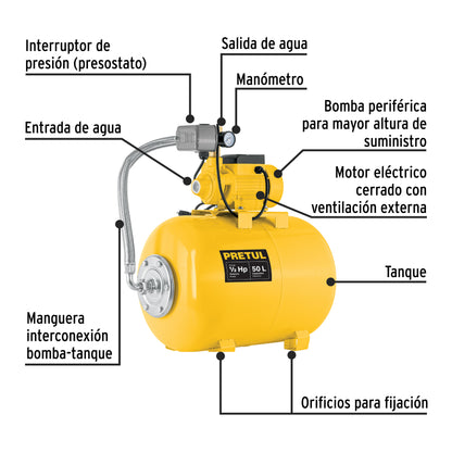 BOMBA PARA AGUA 1/2-HP PRETUL HIDRO HIDR-1/2X50P