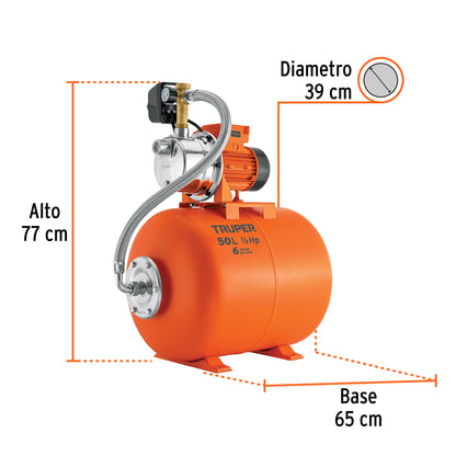 BOMBA PARA AGUA 1/2-HP 50 LTRS TRUPER HIDRO HIDR-1/2X50