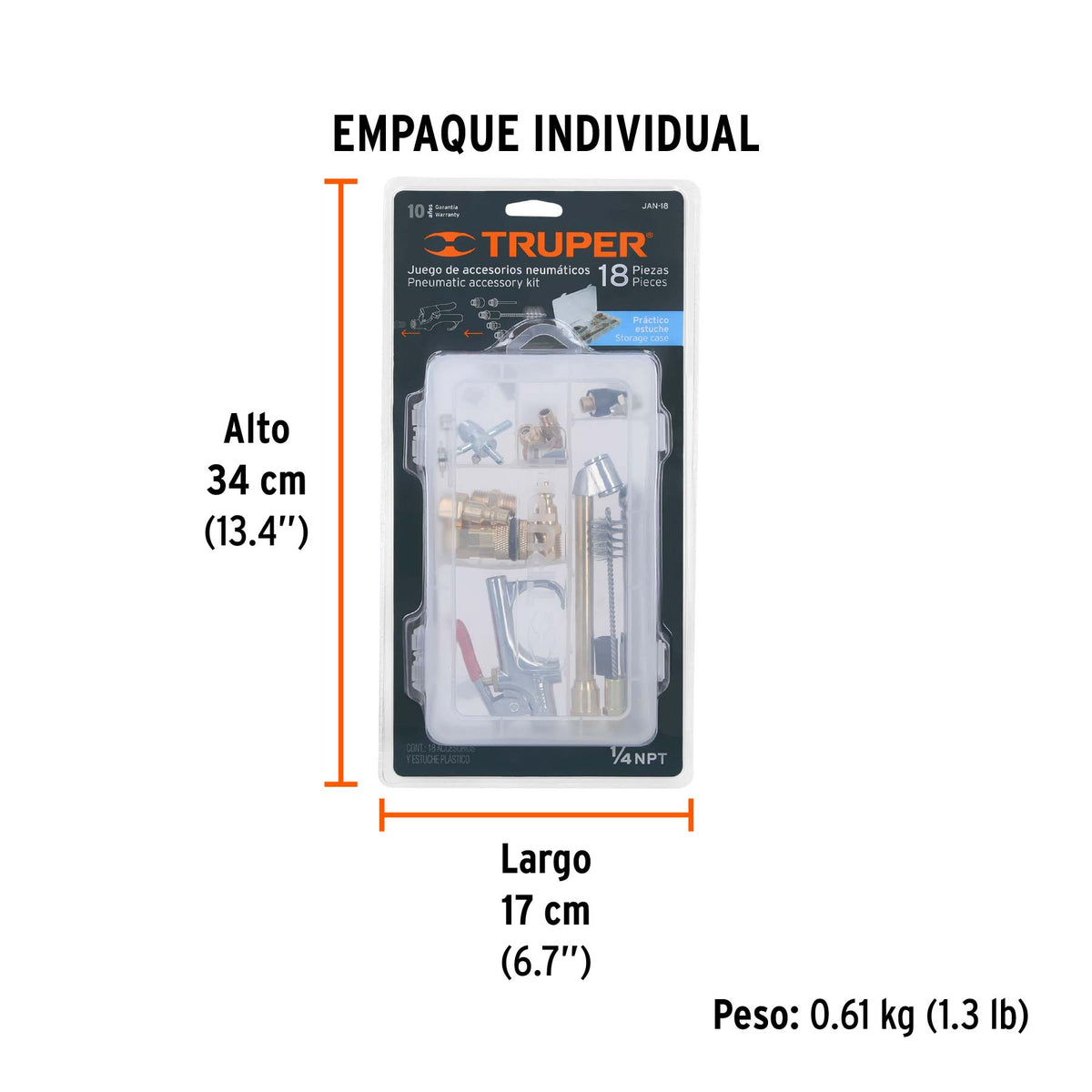JUEGO BOQUILLAS PARA AIRE 18PCS JAN-18 TRUPER