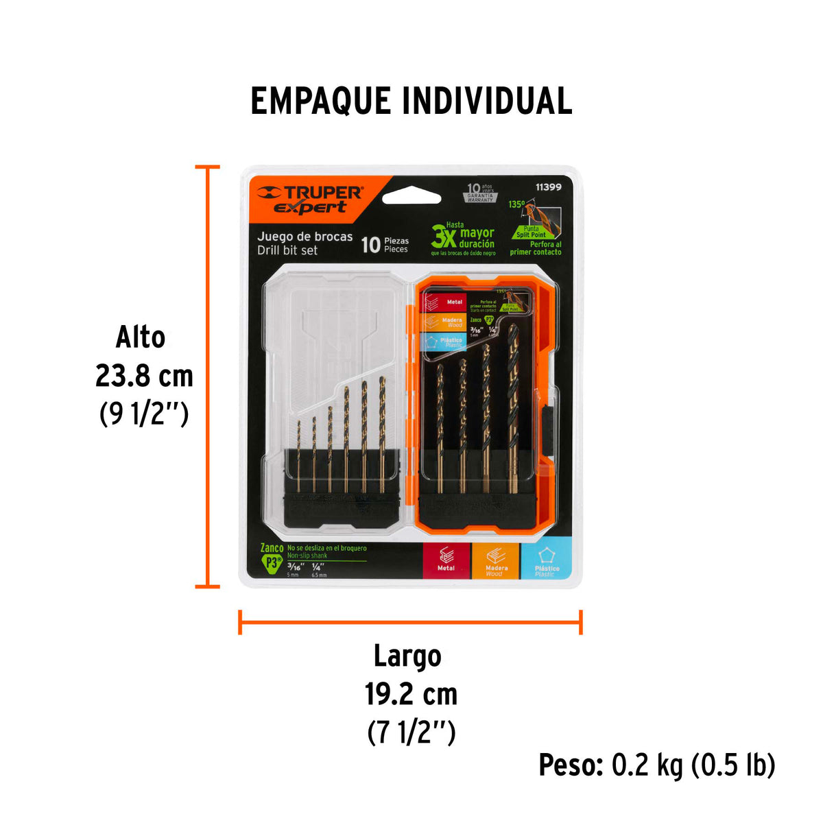 BROCAS TRUPER 10-PCS JBAV-10 PARA HIERRO