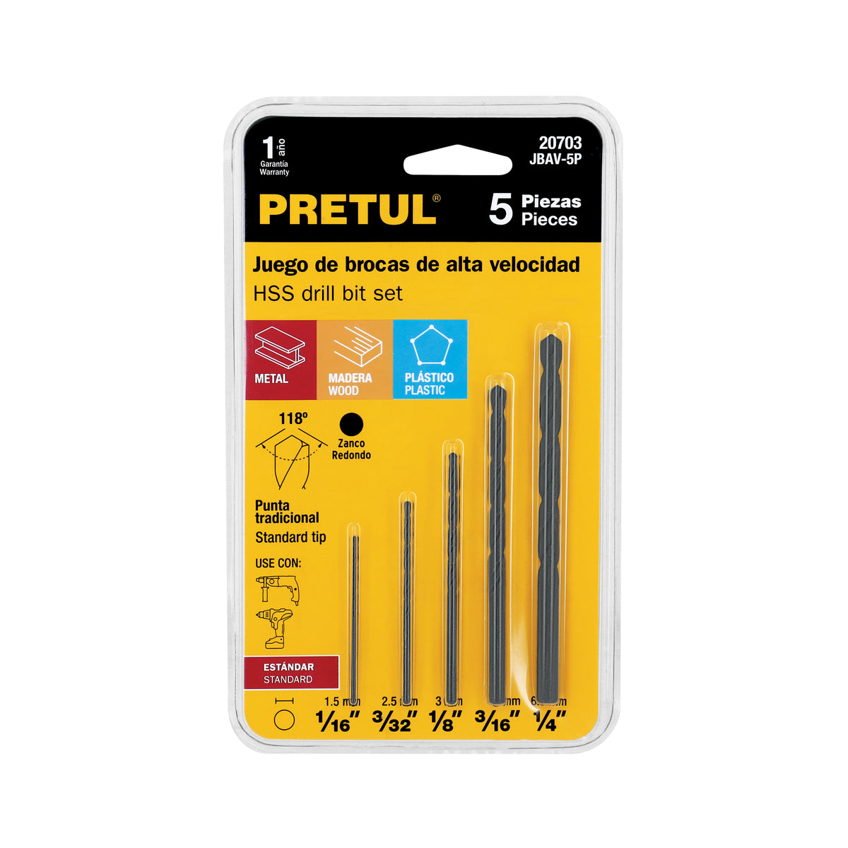 BROCAS PRETUL 5-PCS JBAV-5P PARA HIERRO