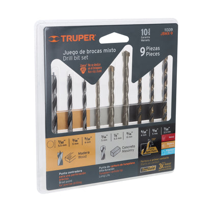 BROCAS TRUPER 9-PCS JBMX-9 HIERRO/MA DE CONCRETO