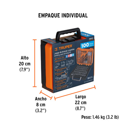 JUEGO DE HERRAMIENTAS TRUPER JBPUN-100 EN MALETIN 100PCS