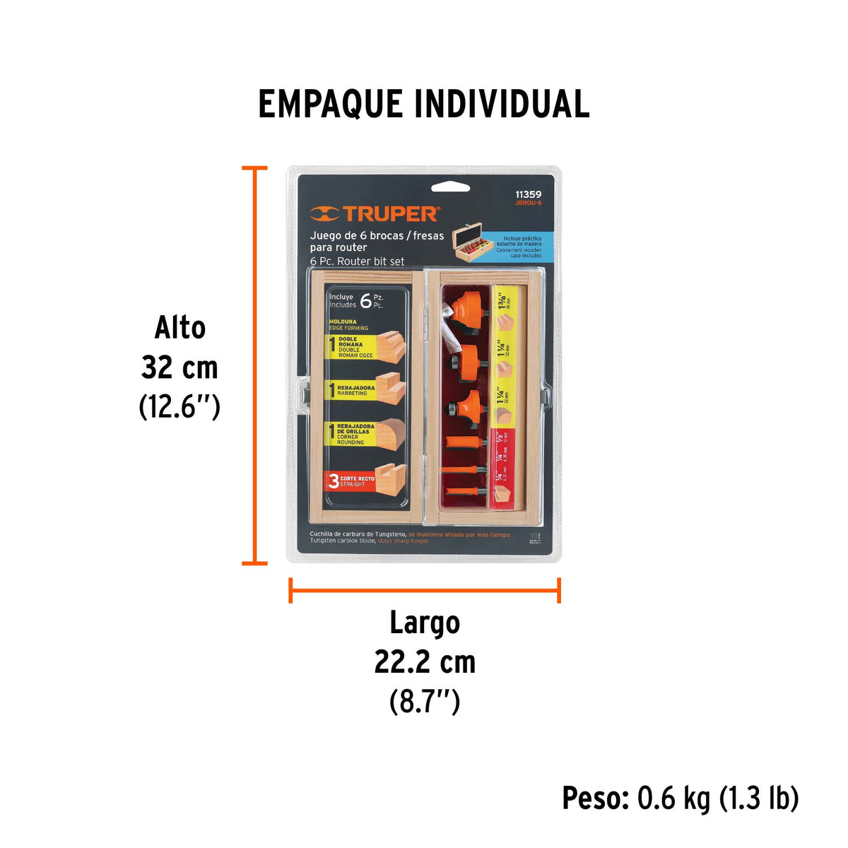 JUEGO BROCA ROUTER TRUPER 6PCS JBROU-6