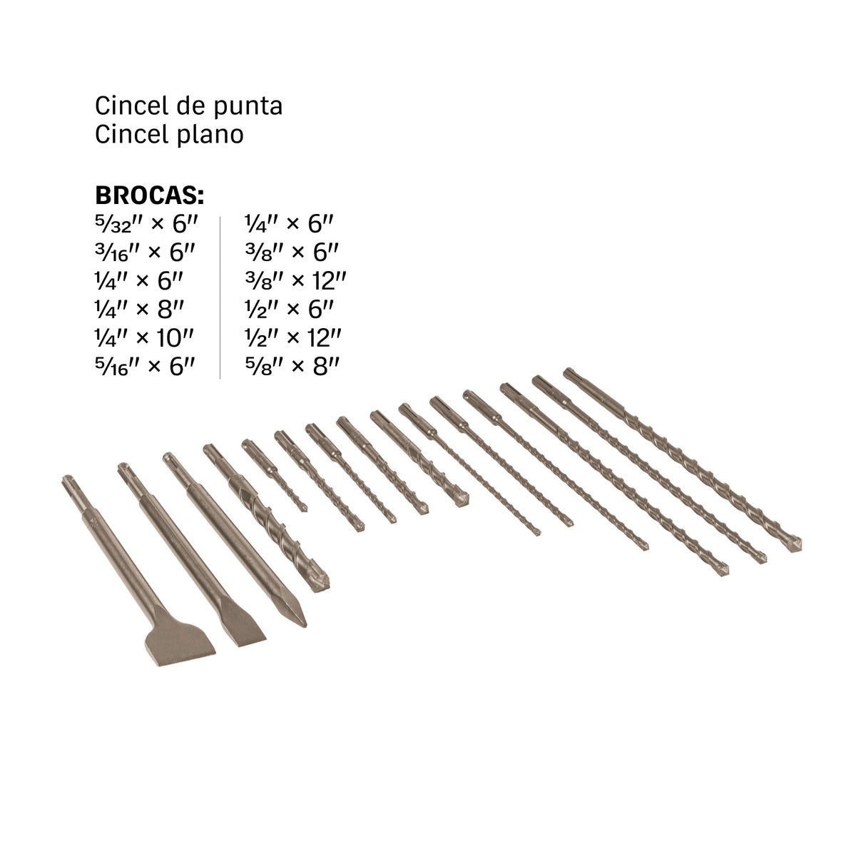 BROCAS TRUPER 15-PCS CON CINCELES JSDS-15