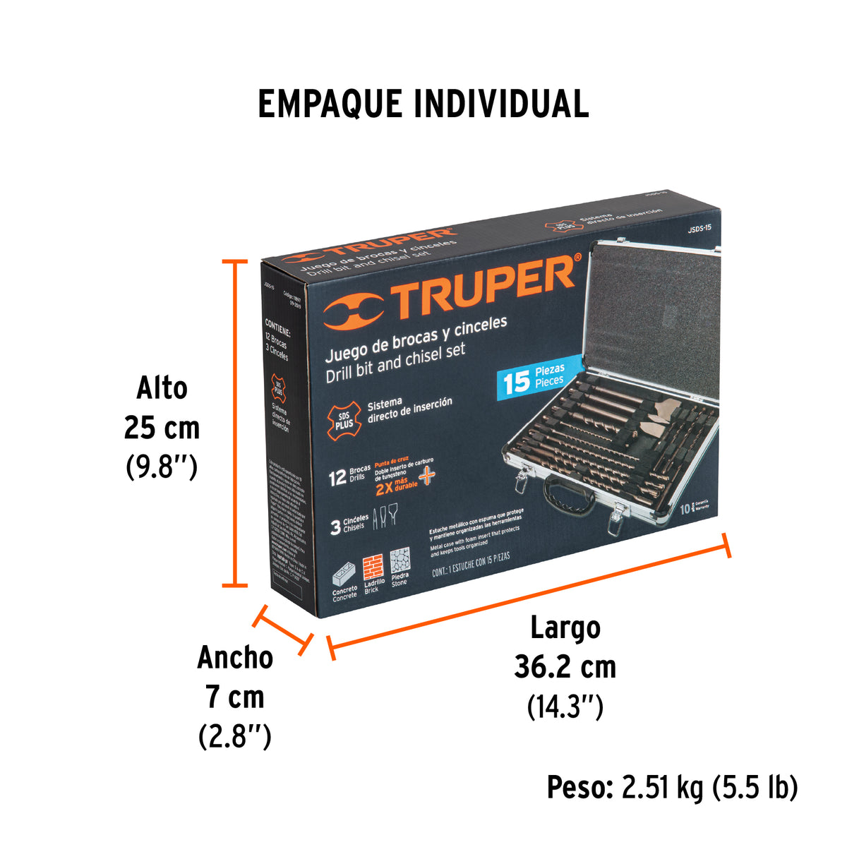 BROCAS TRUPER 15-PCS CON CINCELES JSDS-15