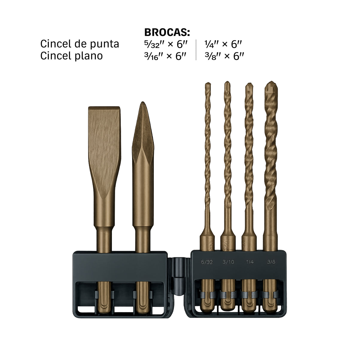 BROCAS TRUPER 6-PCS CON CINCELES JSDS-6