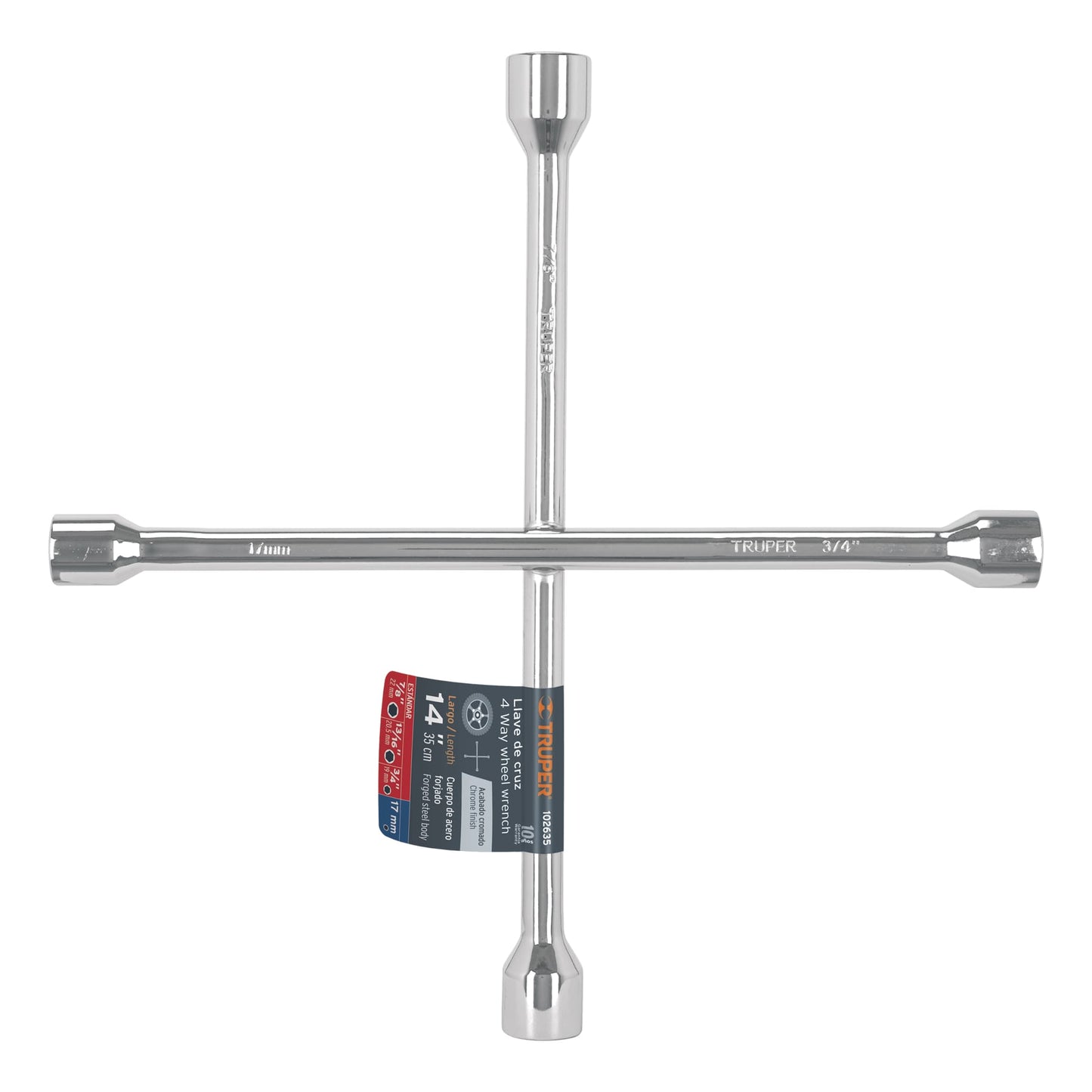 LLAVE RUEDA CRUZ TRUPER 3/4X13/16X7/8X17MM