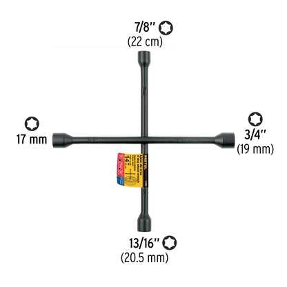 LLAVE RUEDA CRUZ PRETUL 3/4X13/16X7/8X17MM