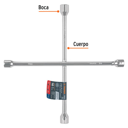 LLAVE RUEDA CRUZ TRUPER 3/4X13/16X7/8X17MM
