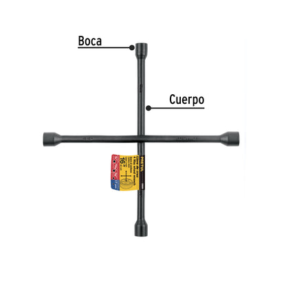 LLAVE RUEDA CRUZ PRETUL 16" 3/4X13/16X7/8X17MM