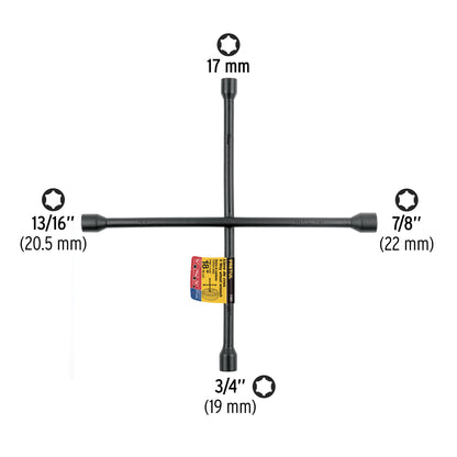 LLAVE RUEDA CRUZ PRETUL 3/4X13/16X7/8X17MM