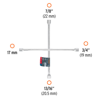 LLAVE RUEDA CRUZ TRUPER 3/4X13/16X7/8X17MM