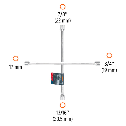 LLAVE RUEDA CRUZ TRUPER 3/4X13/16X7/8X17MM