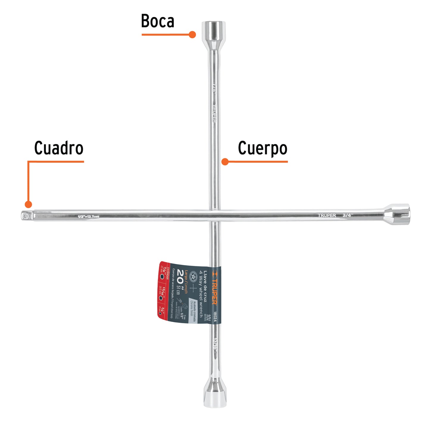 LLAVE RUEDA CRUZ TRUPER 3/4X13/16X7/8X