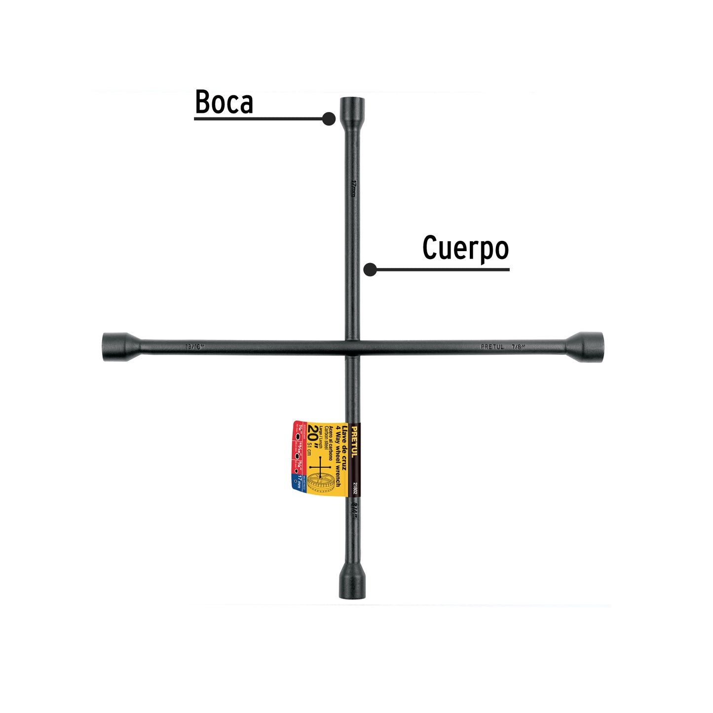 LLAVE RUEDA CRUZ PRETUL 3/4X13/16X7/8X17MM