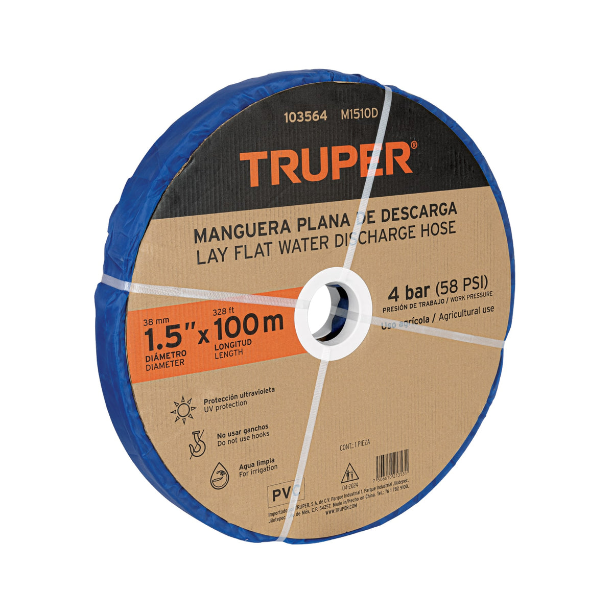 MANGUERA AZUL PARA DESCARGAR MOTOBOMBA 1-1/2" 100M M1510D TRUPER