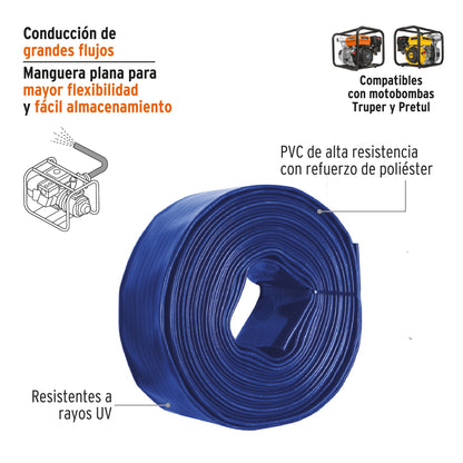 MANGUERA AZUL PARA DESCARGAR MOTOBOMBA 3" 50M M35D TRUPER