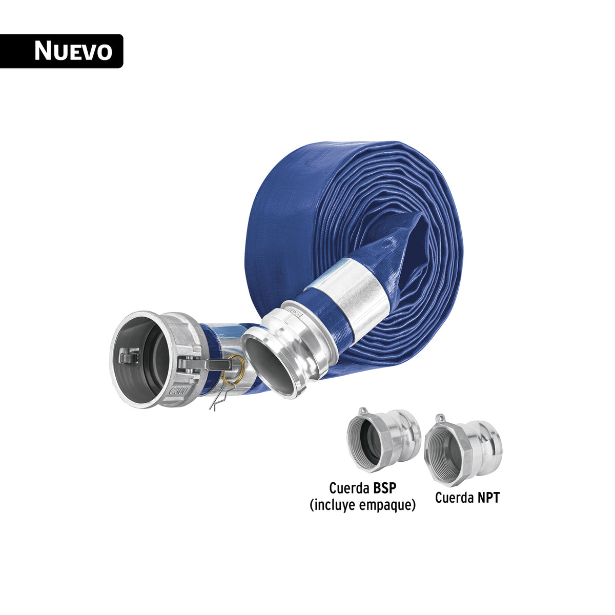 MANGUERA AZUL PARA DESCARGAR MOTOBOMBA 3" 7.5M CON CONEXION M37DC TRUPER