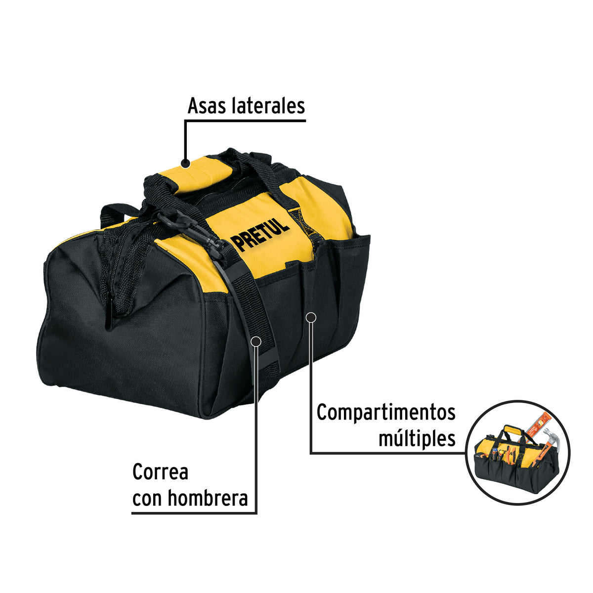 MALETIN DE LONA PRETUL PARA HERRAMIENTAS