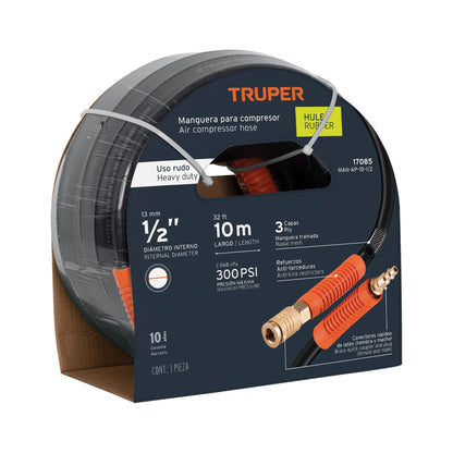 MANGUERA PARA COMPRESOR TRUPER DE USO RUDO HASTA 300PSI
