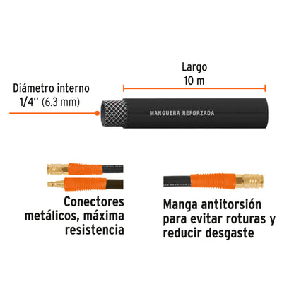 MANGUERA PARA COMPRESOR TRUPER DE USO RUDO HASTA 300PSI