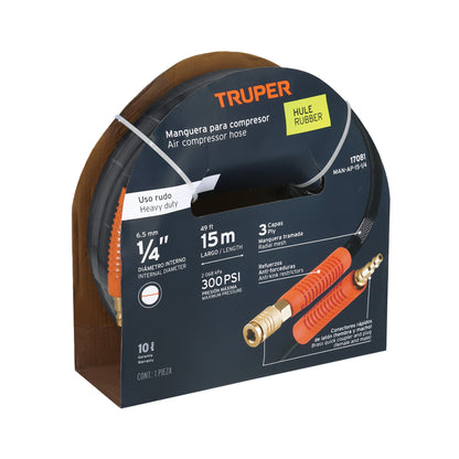 MANGUERA PARA COMPRESOR TRUPER DE USO RUDO HASTA 300PSI
