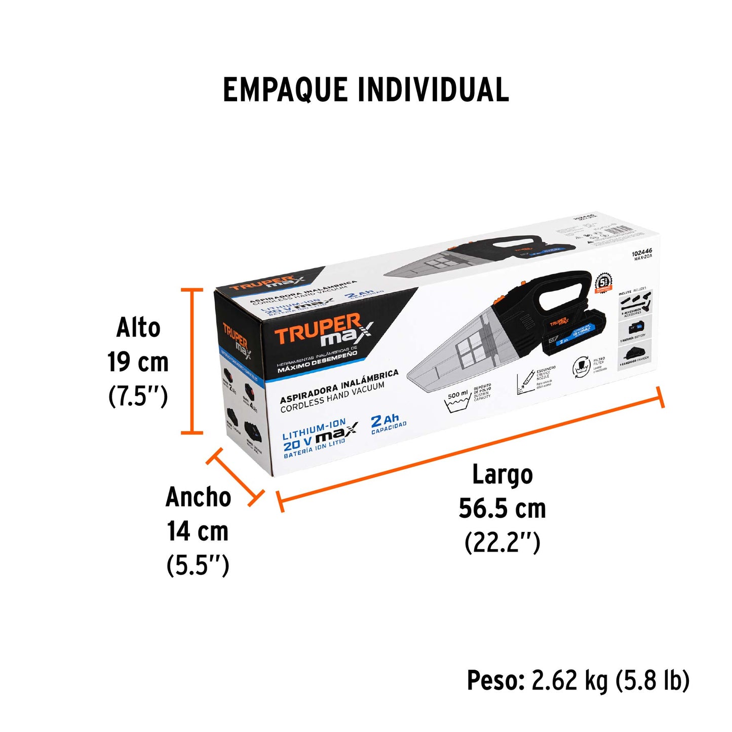 ASPIRADORA INALAMBRICA 20V TRUPER MAX