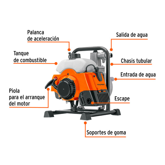 MOTOBOMBA 1 DE SALIDA TRUPER 2HP MOTB-12