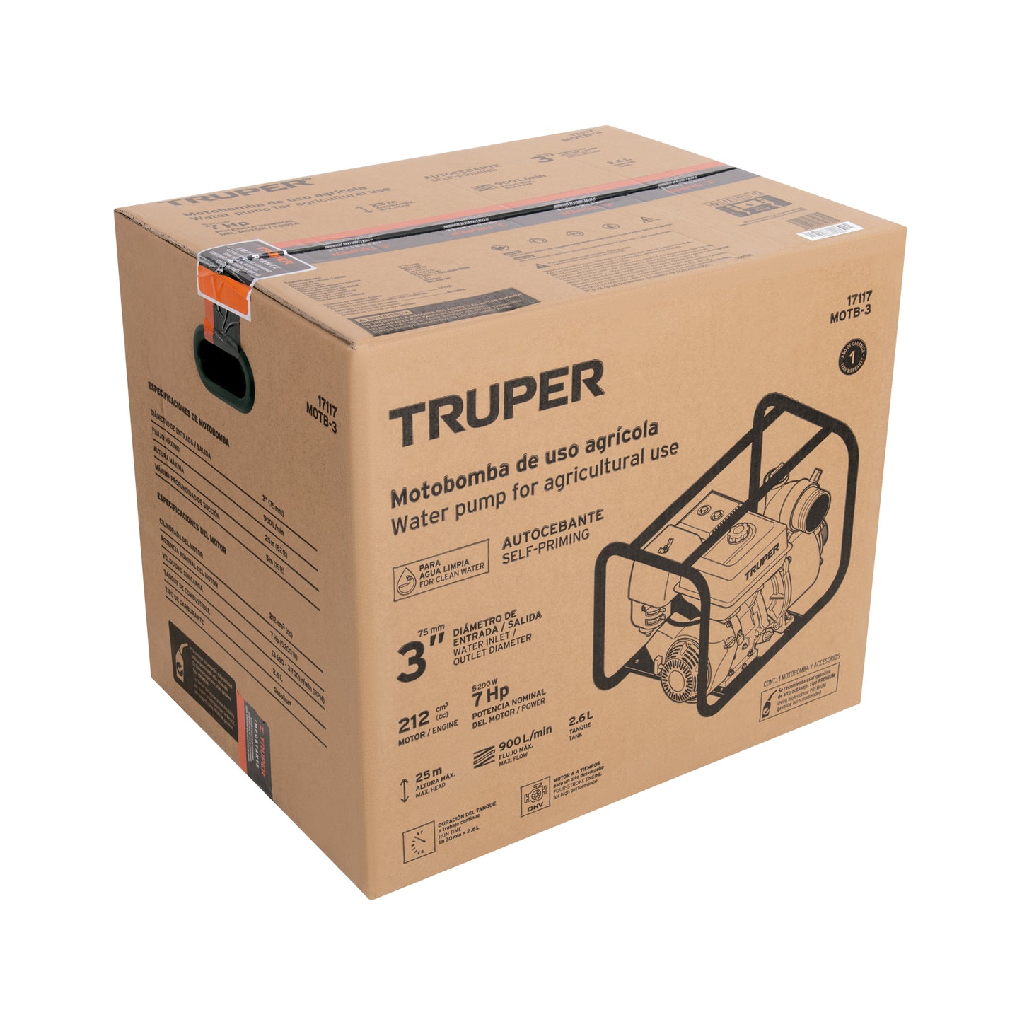 MOTOBOMBA 3 DE SALIDA TRUPER 6.5HP MOTB-3
