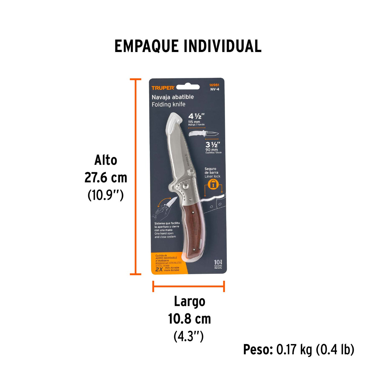 NAVAJA NV-4 TIPO METAL DE BOLSILLO TRUPER