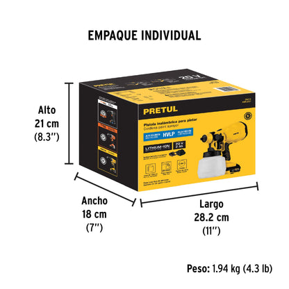 PISTOLA PARA PINTAR INALAMBRICA 20V PIPI-20P PRETUL
