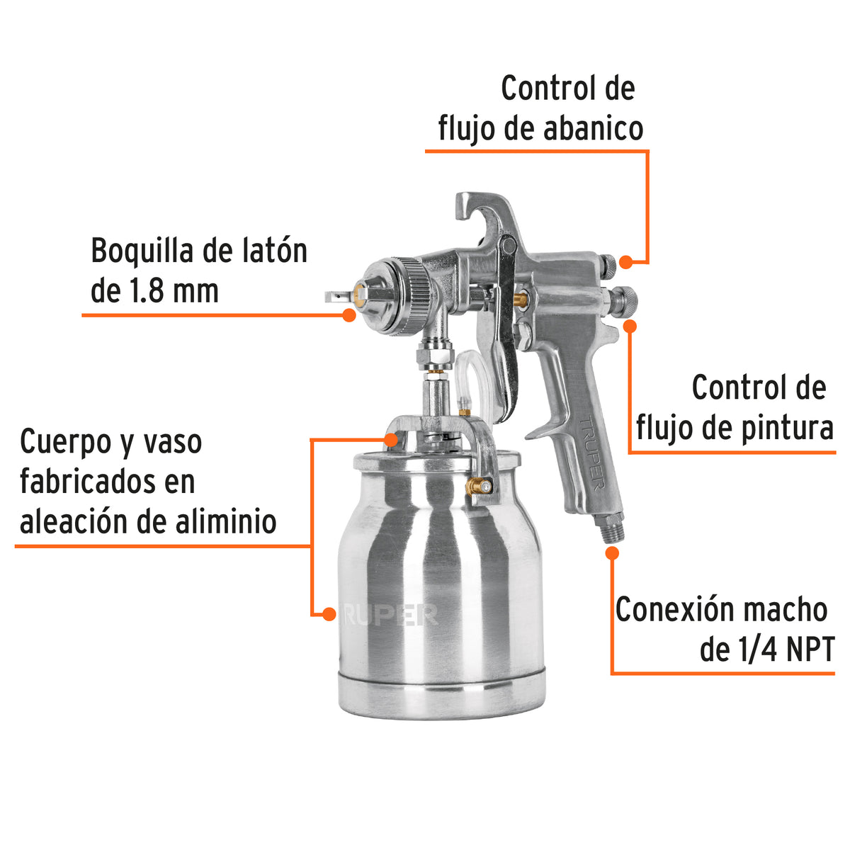 PISTOLA PARA PINTAR 50PSI SUCCION TRUPER